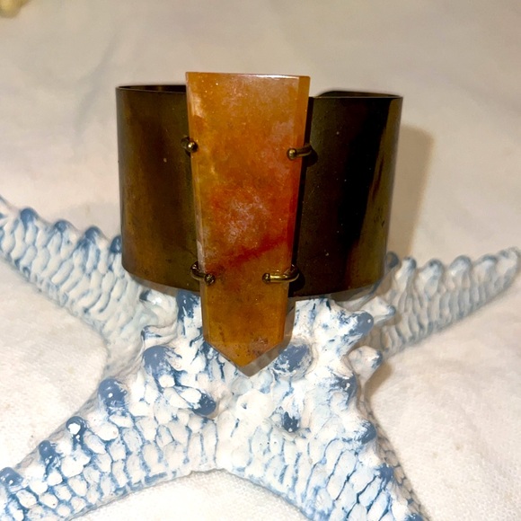 Orange Agate Crystal Cuff Bracelet - Picture 2 of 2